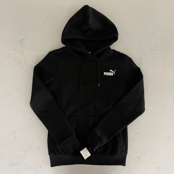 Puma ESS Small Logo Neutral Cotton Poly Blend Hoodie Kanga Pouch Black Sz XS NWT - Picture 12 of 12